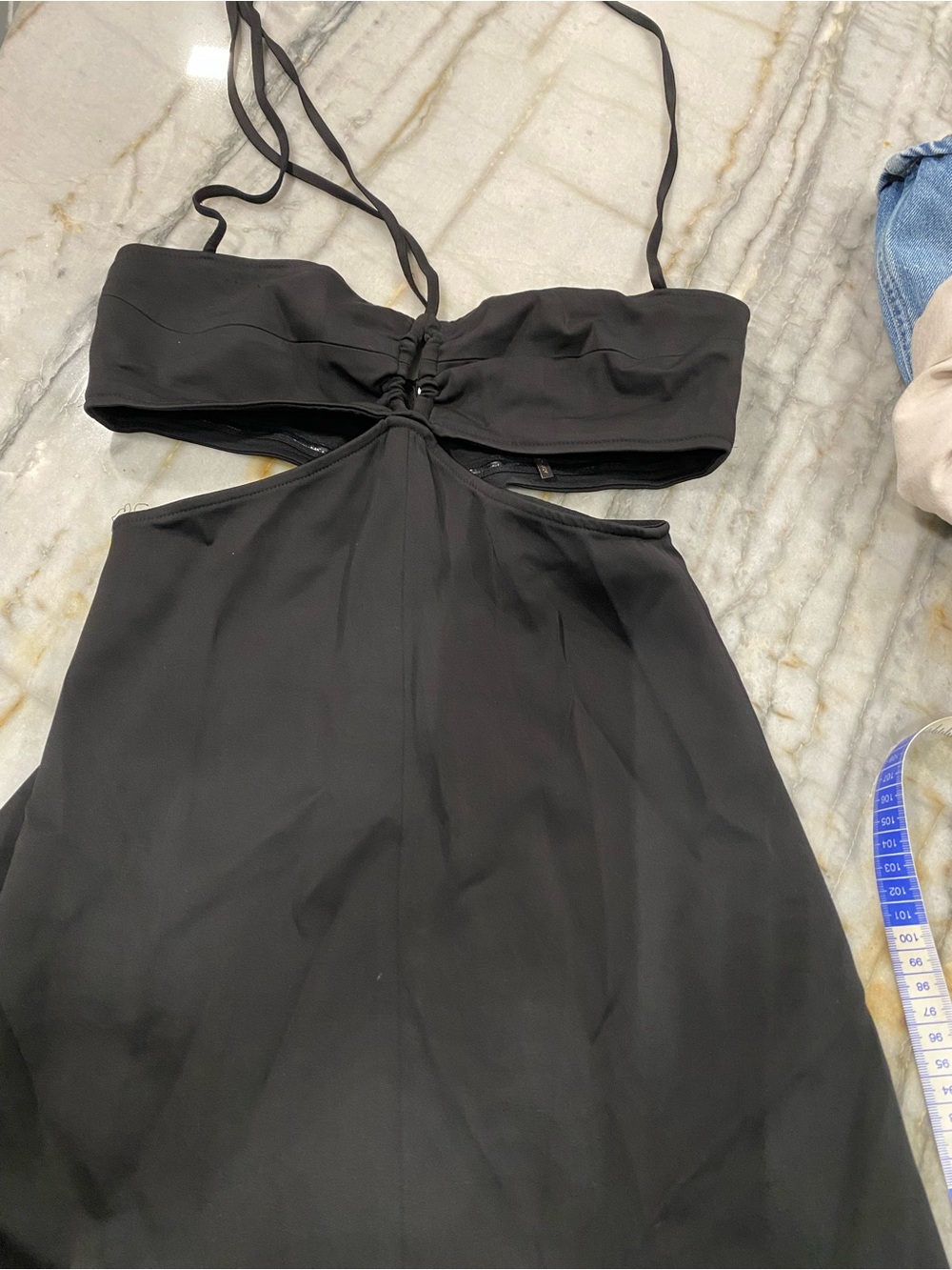 Maje Black Strapless Cutout Midi Dress